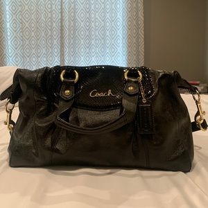 COACH BLACK LEATHER SATCHEL SHOULDER OR HAND BAG